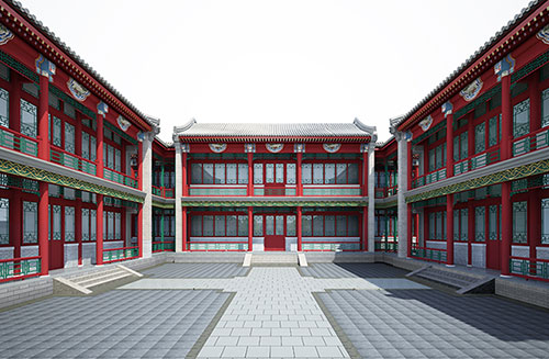 九江北京四合院设计古建筑鸟瞰图展示