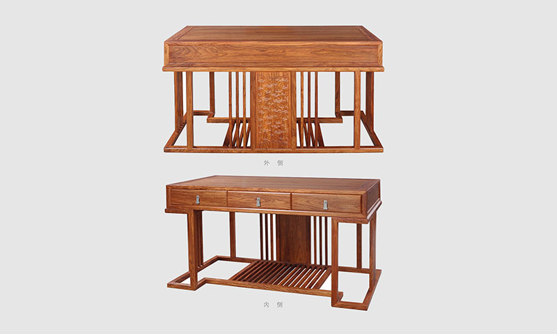 九江 别墅中式家居书房装修实木书桌效果图